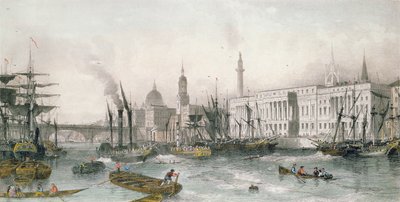 De haven van Londen door Thomas Allom